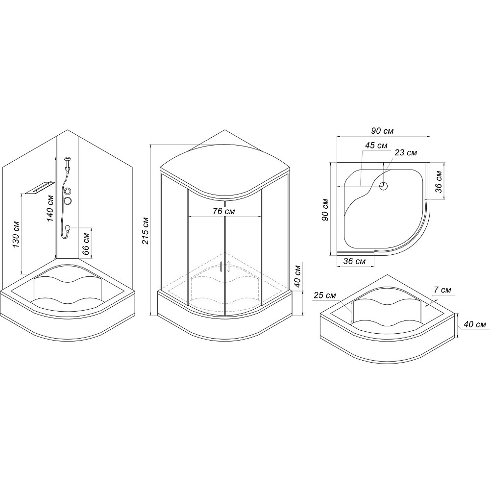 Душовий бокс півкруглий BUG H90FFS (H90F) BRAVO (3уп.) Киев - изображение 11