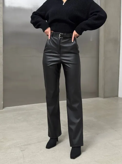 Женские кожаные брюки Palazzo теплые на флисе Харьков - изображение 2