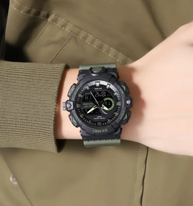 Часы мужские наручные спортивные Skmei 2225 с комбинированным циферблатом (Зеленый) Винница - изображение 6