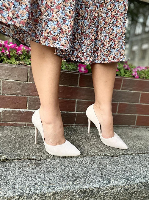 Seastar Туфлі жіночі SEASTAR бежеві еко-замша каблук 10см ( 4534) Коломия - фото 9