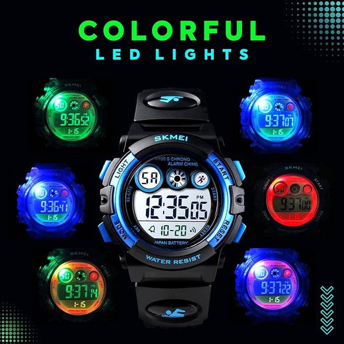 Детские электронные спортивные часы Skmei, водонепроницаемый, LED подсветка, секундомер, черные стильные часы Киев - изображение 6