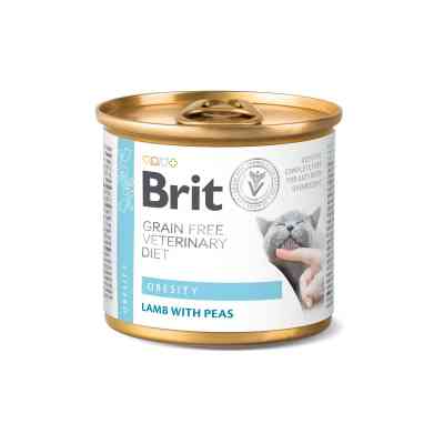 Консерви для котів Brit GF VetDiets Cat Cans Obesity з ягням і горохом 200 г (8595602549849) Вінниця