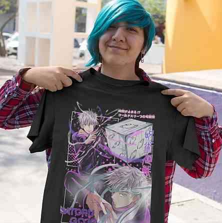 Футболка чоловіча з аніме принтом Магічна битва оверсайз (S/M/L) Чорний AnimeJ1034 Дніпро