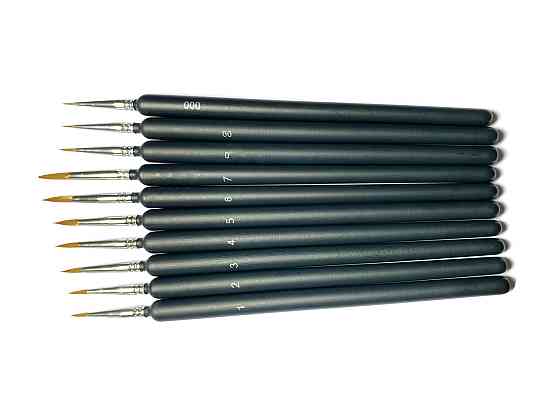 Нейлоновые кисти для рисования 10 шт для прорисовки мелких деталей, кисточки для акрила, гуаши, масла Каменец-Подольский