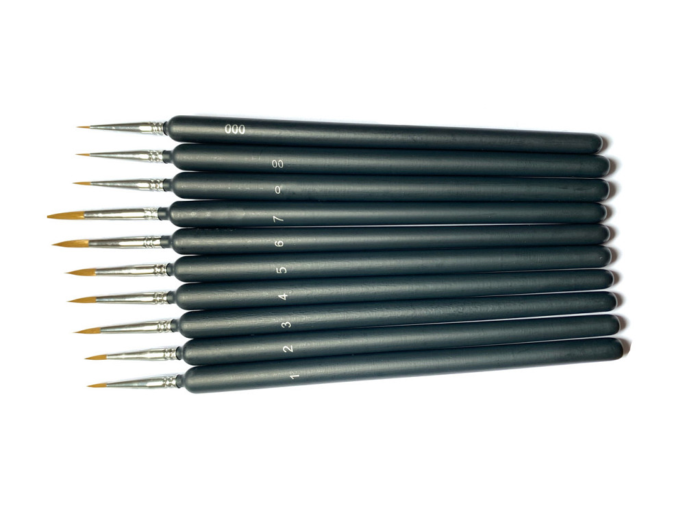 Нейлоновые кисти для рисования 10 шт для прорисовки мелких деталей, кисточки для акрила, гуаши, масла Каменец-Подольский - изображение 3