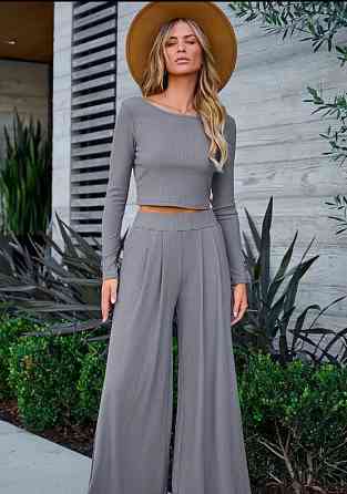 Женский костюм штаны с лонгсливом Серый 42/44 Харьков