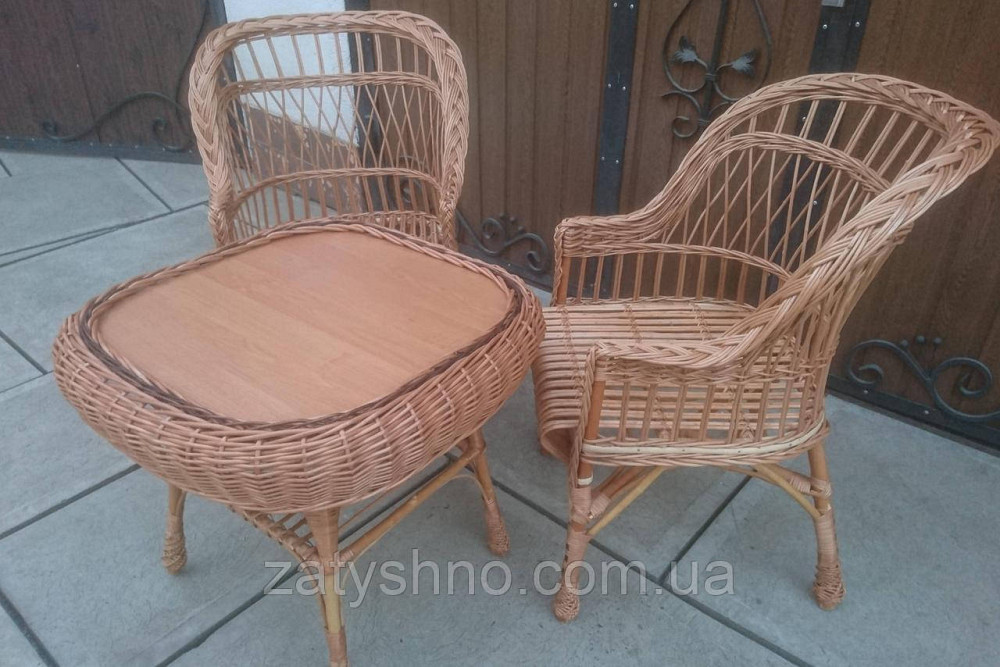 Крісла плетені з журнальним столом із лози. Київ - фото 5