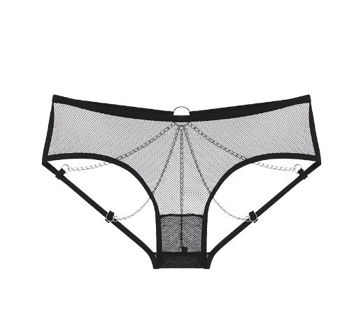 Еротичні труси з ланцюжком чорні - розмір 40-42, резинка до 90см, висота 18см Київ - фото 3