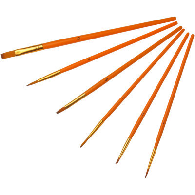 Кисточка для рисования Maxi набор 6 шт синтетический ворс, плоские (№ 2, 5, 10) круглые (№ 1, 3, 5) короткая ручка (MX60877) Винница - изображение 2