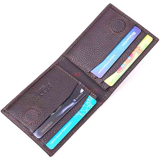 Практичный мужской зажим с монетницей из натуральной кожи KARYA 21404 Коричневый Киев