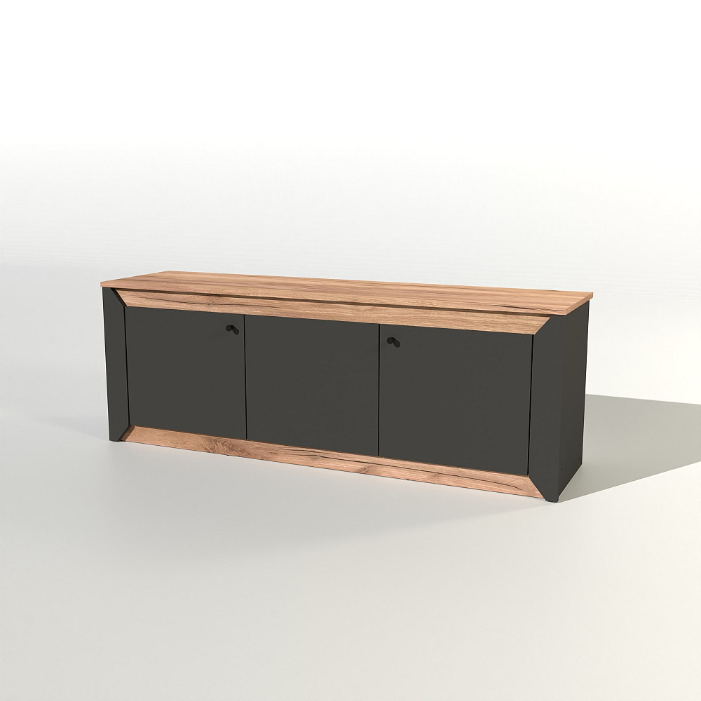 Тумба под телевизор Эверест Нордик ТВ-1500 Графит + Дуб крафт золотой (DTM-5542) Днепр - изображение 2