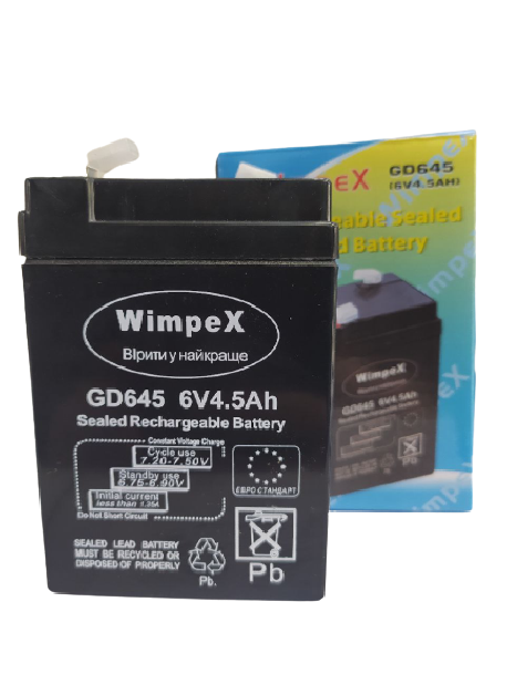Акумуляторна батарея WX 645 6V 4.5Ah (2026 рік) AGM свинцево-кислотний акумулятор для дитячих машин, ДБЖ, ліхтарів Одеса - фото 1