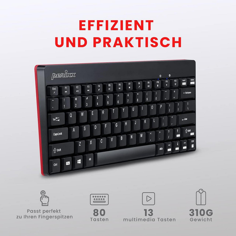 Набор клавиатура и мышь Perixx Periduo-712/804 черный беспроводной 2.4GHz QWERTZ nano‑ресивер 1000 DPI мини Киев - изображение 8