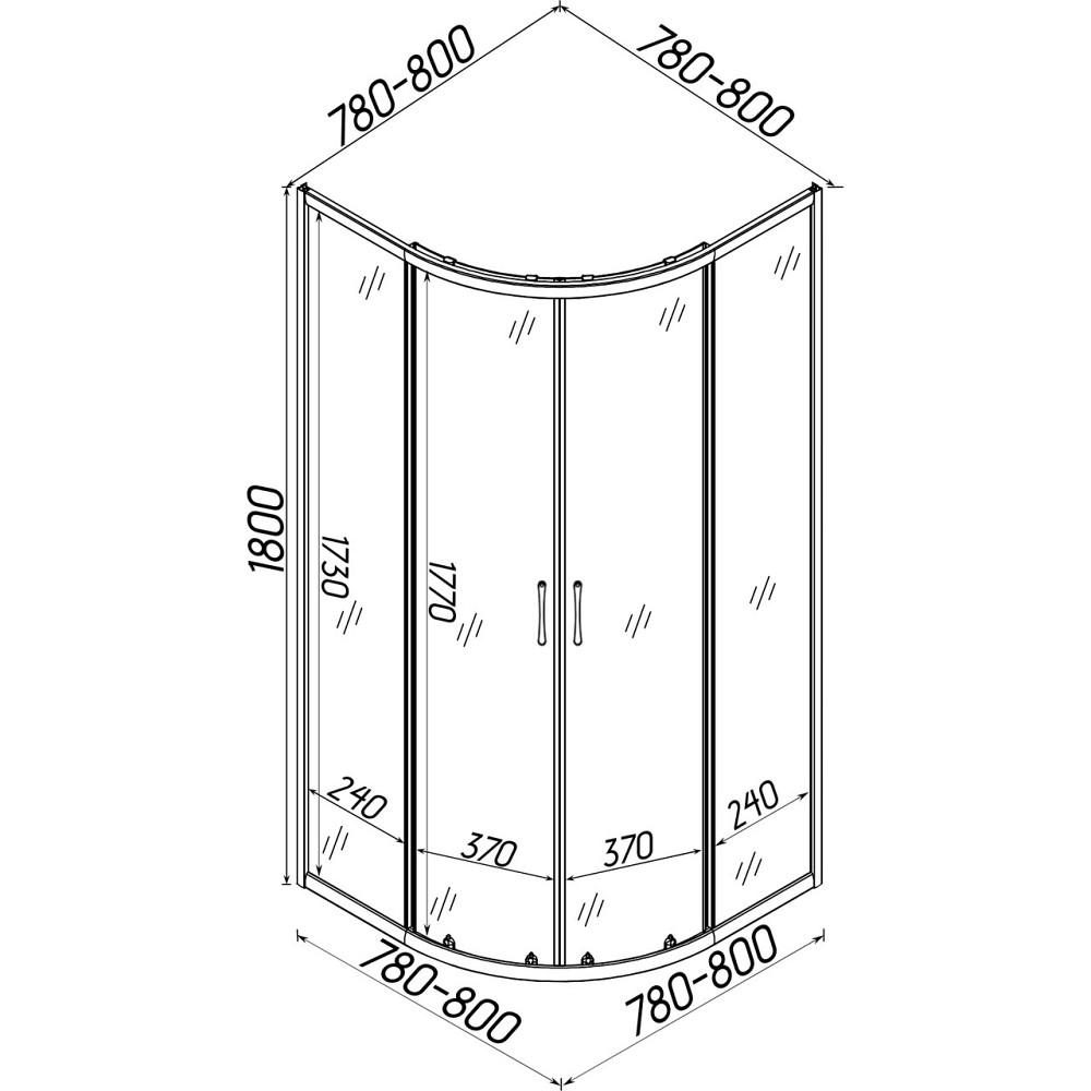 Душевая кабина полукруглая без поддона WISLA N80FS BRAVO (1уп.) (000028393) Киев - изображение 6