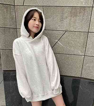 Женское стильное оверсайз худи из тринитки на флисе Меланж Одесса