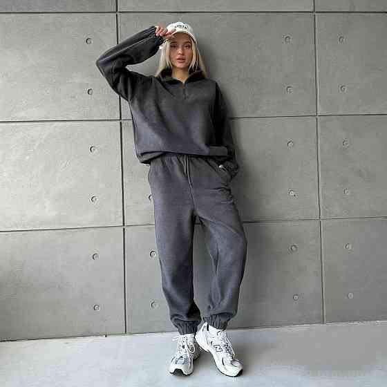 Стильний жіночий теплий костюм двосторонній щільний фліс Графіт, 46/48 Одеса