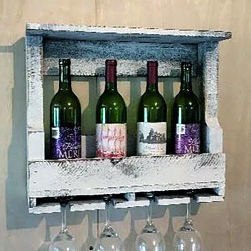 Настінна винна полиця "Шибахі" шеббі Миколаїв - фото 1