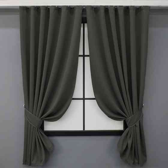 Комплект штор коротких VR-Textil Блэкаут Midnight № 1400ш 140х170 см 2 шт Темно-серый (35-0161) Киев