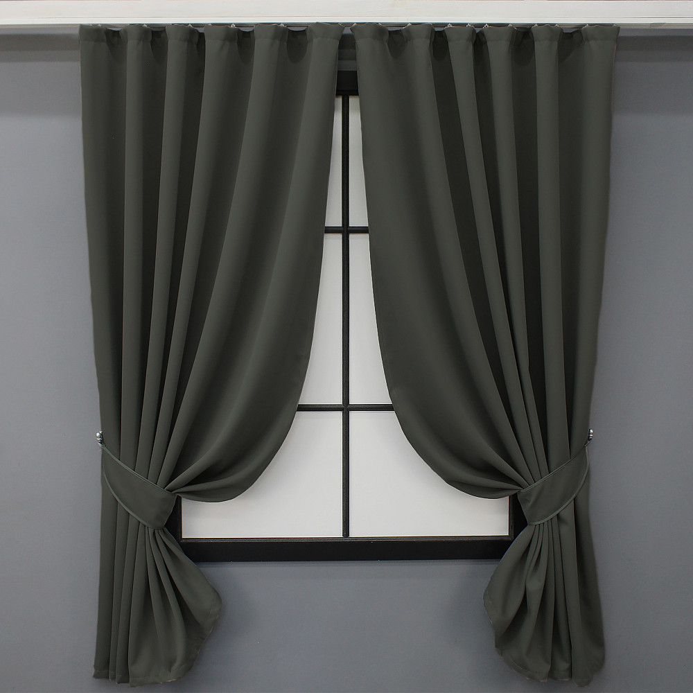 Комплект штор коротких VR-Textil Блэкаут Midnight № 1400ш 140х170 см 2 шт Темно-серый (35-0161) Киев - изображение 1