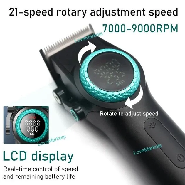 Профессиональная машинка для стрижки волос VGR V-001, аккумуляторная, 10 насадок, 4600 mAh, черная Одесса - изображение 8