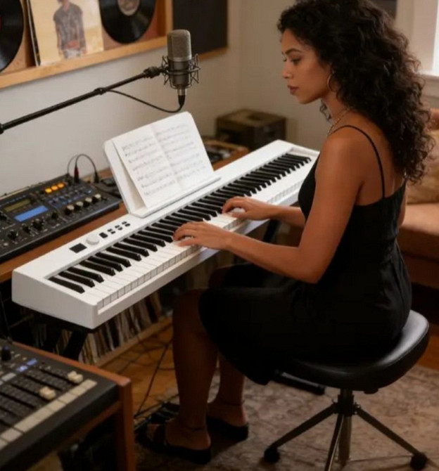 Белое цифровое пианино 88 клавиш + чехол, педаль, пюпитр | OLX доставка. Харьков - изображение 4