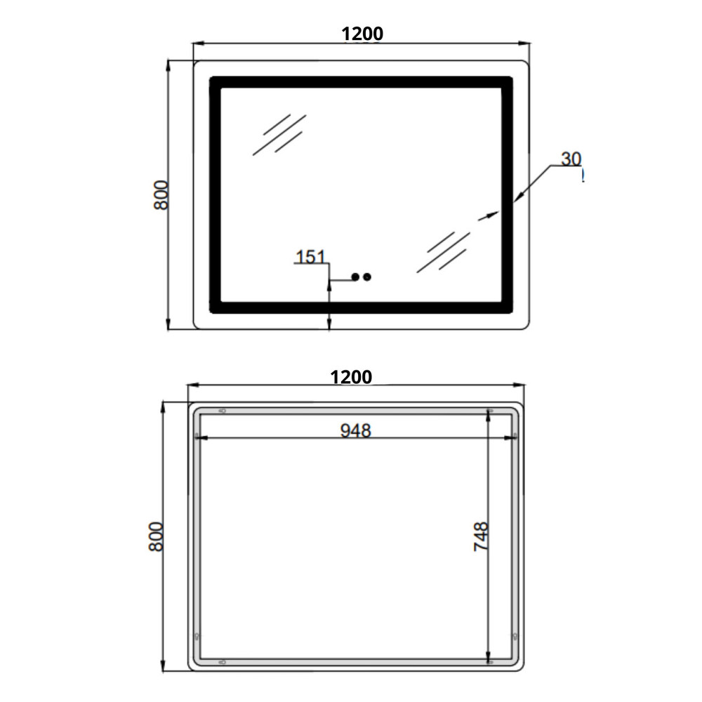 Дзеркало Lidz Kubis (KU2) 1200х800 з LED-підсвіткою Touch, з антизапотіванням, з диммером, рег. яскравості LDKUB120080049007 Київ - фото 2