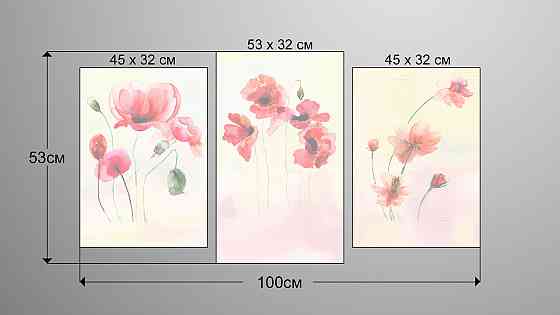 Модульна картина Квіти Маки Art-227_3 Київ