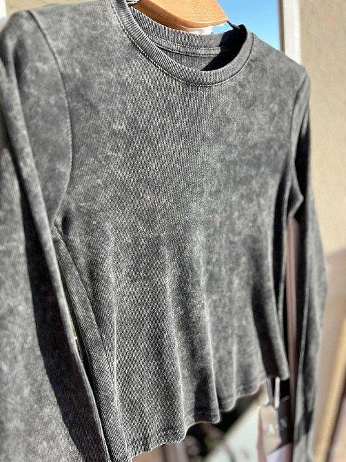 Реглан женский A-N 2747 в рубчик вареный лонгслив one size, черный, one size Одесса - изображение 4