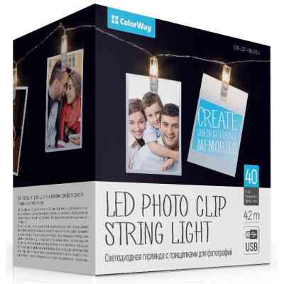 Гірлянда ColorWay Світлодіодна з прищіпками для фото 40 LED / 4.2 м USB (CW-LCP-40L42BU) Вінниця