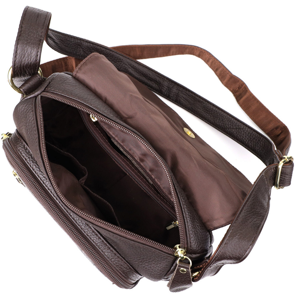 Сумка з натуральної шкіри для стильних жінок Vintage 22973 Коричневий Київ - фото 8