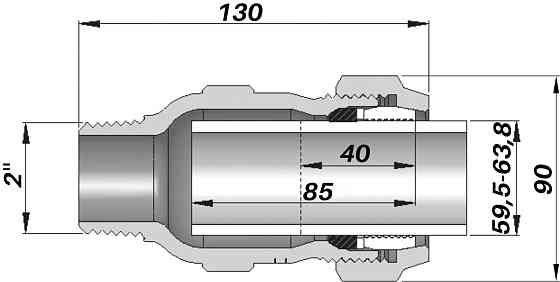 З'єднання пряме зажимне з зовнішньою різьбою DN50(59,5-63,8 мм) х 2″ AK AGAflex Киев