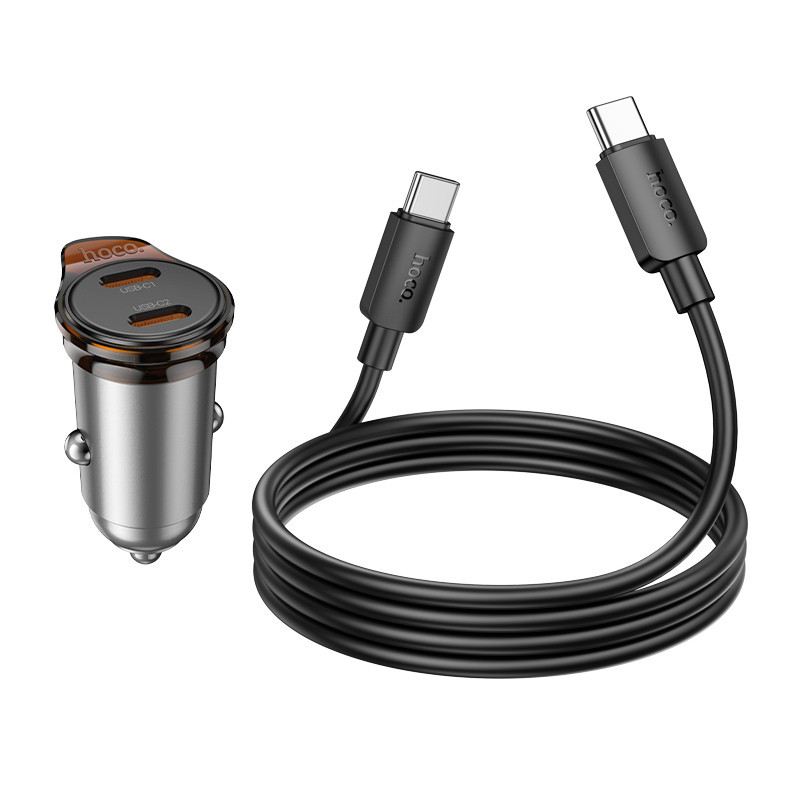 Автомобільний зарядний пристрій HOCO NZ16B Rigorous PD45W(2C) car charger set(C to C) metal grey Одеса - фото 7