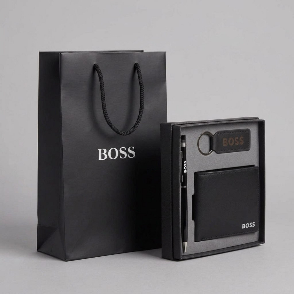 Мужской кошелек Boss в подарочной коробке (7705-3) Киев - изображение 6
