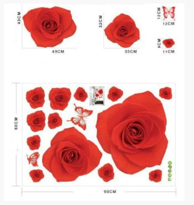 Наклейка інтер'єрна Червоні троянди Київ - фото 4