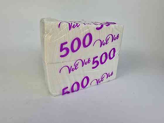 Серветка 400 аркушів біла фуршетна Вельвет (накатка фіолетова) (1 пачка) Харків