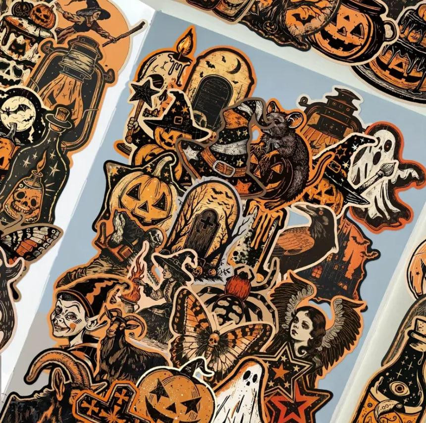Набор винтажных виниловых наклеек на Хэллоуин, набор наклеек с тыквами и привидами для подростков, 5 Киев - изображение 5