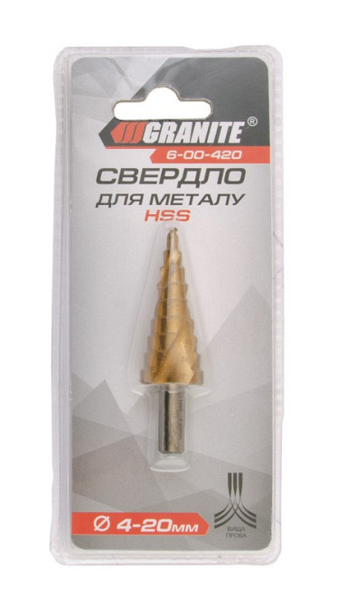 GRANITE Свердло для металу GRANITE ступеневе HSS 4-20 мм 9 ступенів 6-00-420 Коломыя - изображение 2