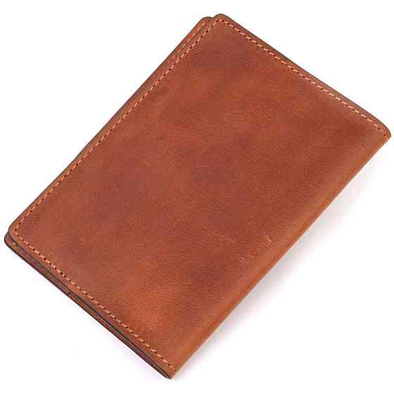 Оригинальная обложка на паспорт из винтажной кожи Украина GRANDE PELLE 16728 Светло-коричневая Киев