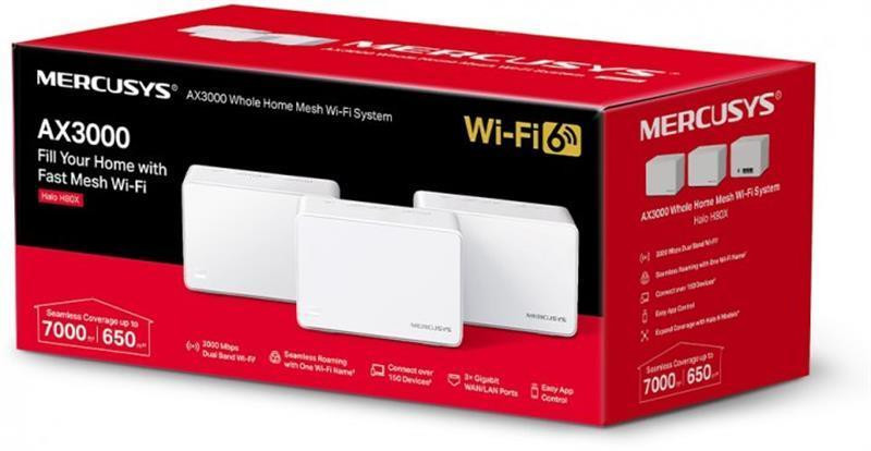 WiFi Mesh система Mercusys Halo H80X 3-pack (AX3000, 3хGE WAN/LAN, Beamforming, MU-MIMO, OFDMA) white Харьков - изображение 3