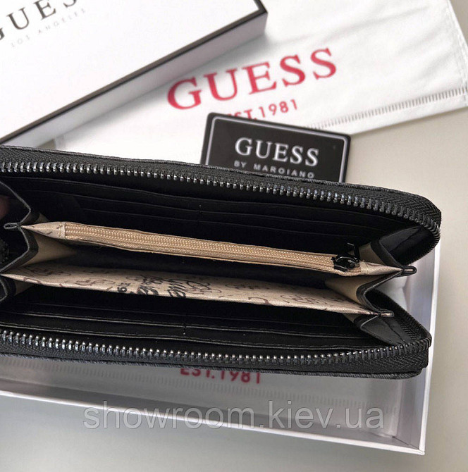 Женский кошелек на молнии Guess (7595) серый Киев - изображение 3