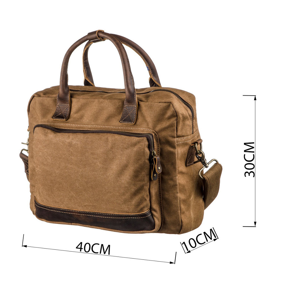 Текстильна сумка для ноутбука легка Vintage 20118 Коричнева Київ - фото 3