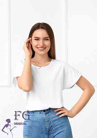 Літня блузка футболка вільного крою "Moment" оптом | Норма і батал Білий, 42-44 Київ