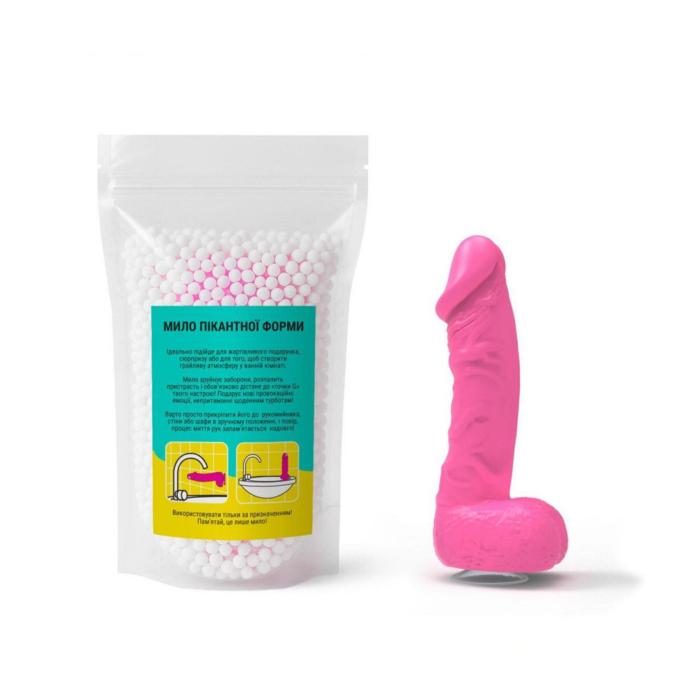 Крафтове мило-член із присоскою Чистий Кайф LARGE Pink, натуральне Sex Aura Київ - фото 4