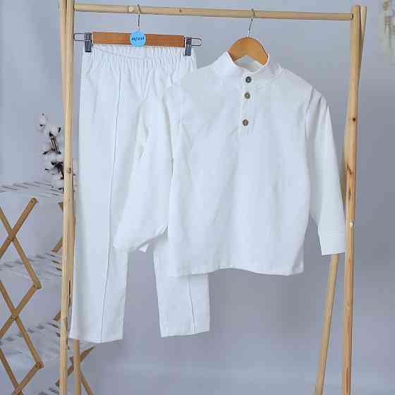 Святковий вельветовий костюм білого кольору для хлопчика  костюм до школи сорочка + штани Кам'янець-Подільський