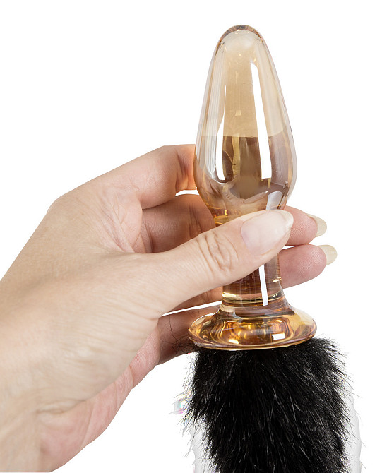 Анальна пробка з хвостиком Glass Plug with Tail Sex Aura Київ - фото 7