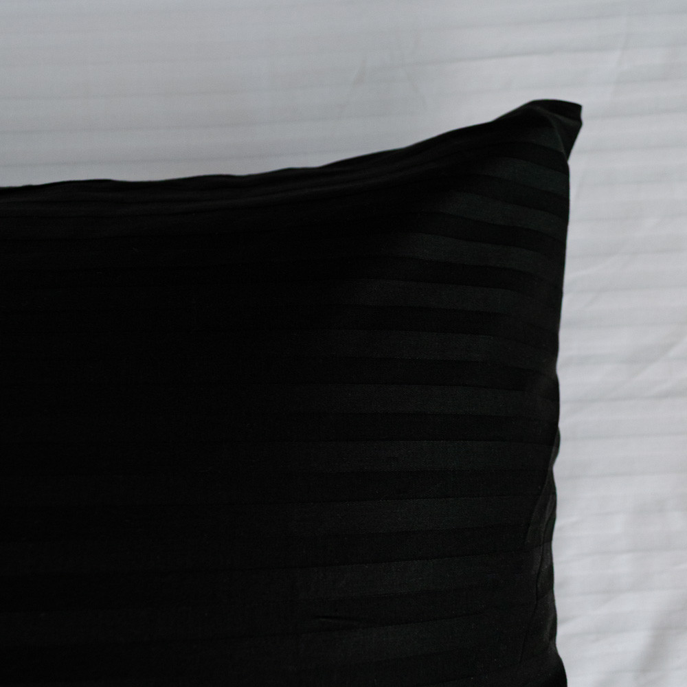 Наволочка страйп сатин на подушку 50х50 см 125 г/м2 YouStar 1 шт. (Черный) Сумы - изображение 2