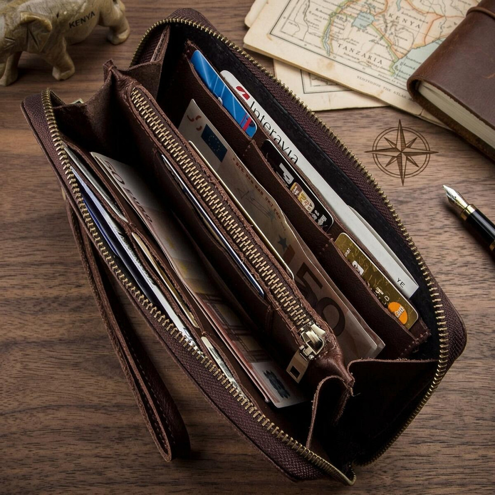 Мужской кожаный клатч для карт купюр и документов SHVIGEL 19121 Коричневый Киев - изображение 14