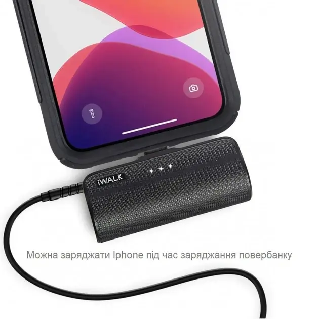 Портативный Power Bank iWALK DS3350L 3350 мА·ч Lightning для iPhone, без кабеля, компактный, черный/белый Киев - изображение 16