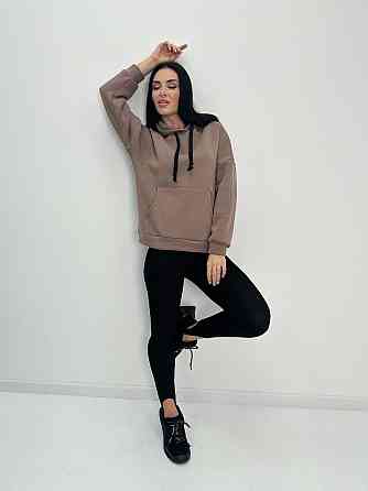 Жіночий теплий худі з капюшоном "Basic" Турція оптом | Норма і батал Мокко, 42-44 Київ