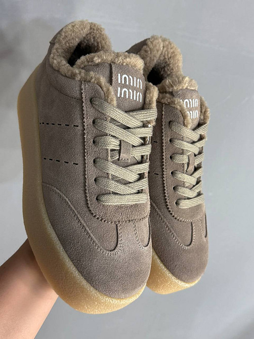 Кеди жіночі Hengji 633-5 утеплені замшеві на хутрі бежеві, 36, 23 см Київ - фото 4